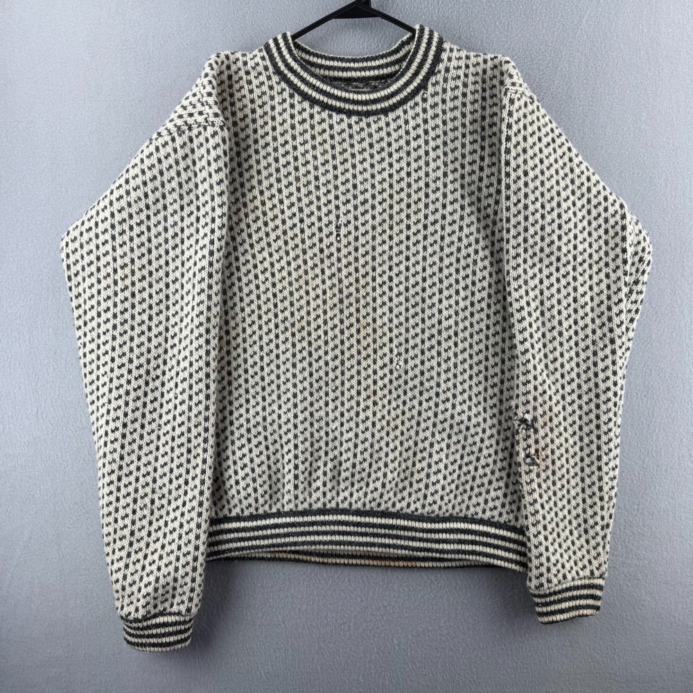 Vintage LL Bean Sweater Mens XLT Birdseye Wool Rayon Crewneck Fisherman Norway